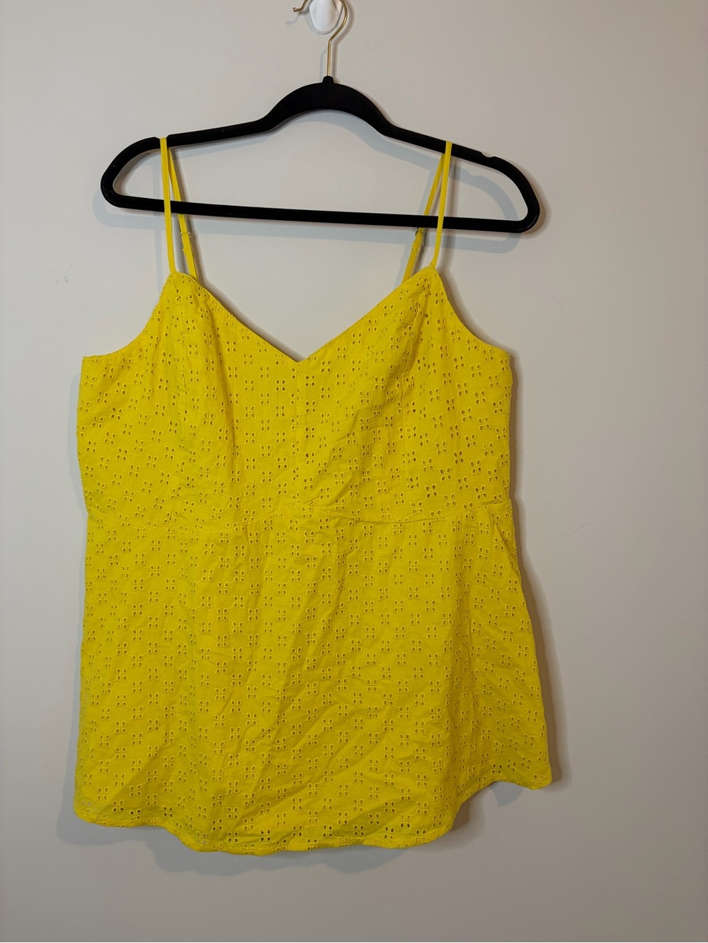 Lane Bryant Yellow Eyelet Camisole with Spaghetti Straps